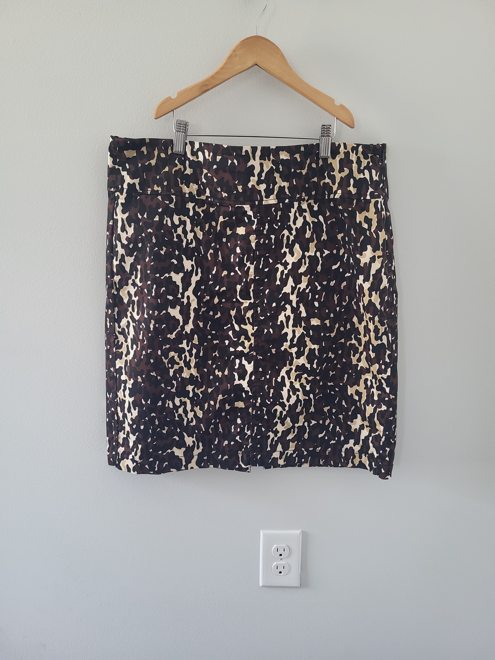 Calvin Klein Brown and Cream Animal-Print Mini Skirt
